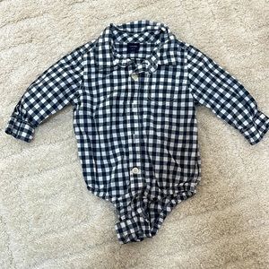 6-12mo boys button-up onesie from baby gap
